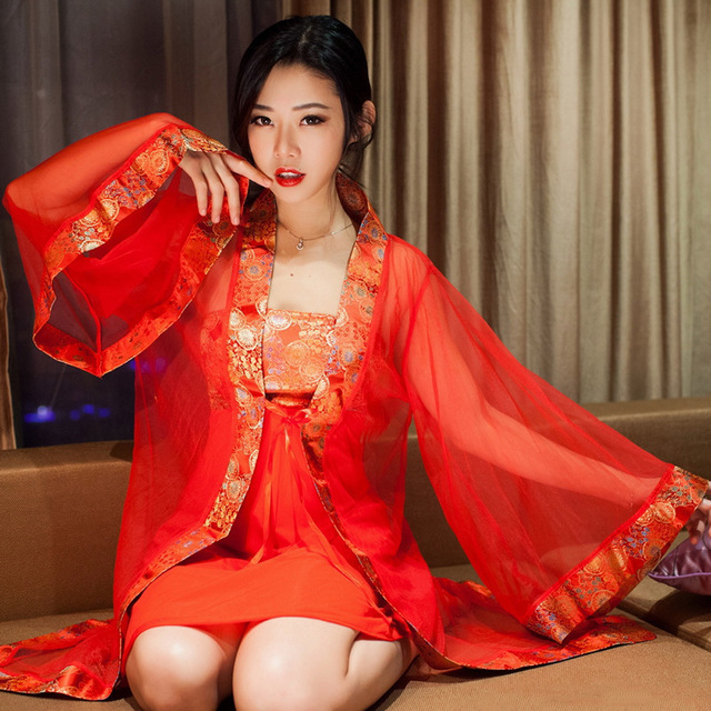 性感情趣內(nèi)衣 網(wǎng)紗透明新娘大集合緞面貴妃服長(zhǎng)袖睡袍套裝制服誘惑